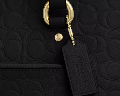 Station Tote Bag In Signature pebbled leather "Gold/Black"
