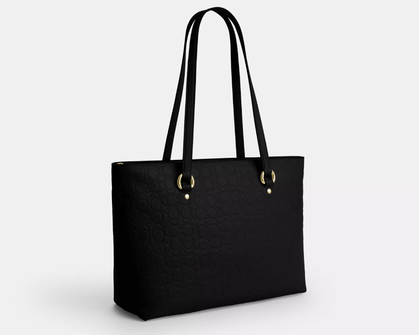 Station Tote Bag In Signature pebbled leather "Gold/Black"