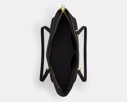 Station Tote Bag In Signature pebbled leather "Gold/Black"