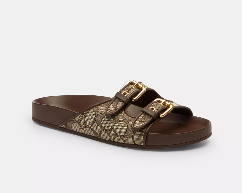 Two Band Buckle Sandal In Signature Jacquard