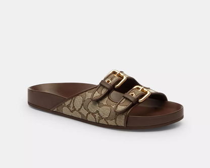 Two Band Buckle Sandal In Signature Jacquard