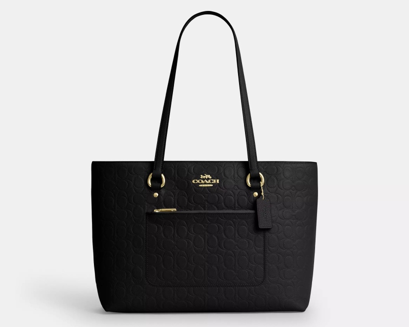 Station Tote Bag In Signature pebbled leather "Gold/Black"