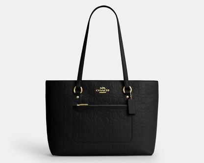 Station Tote Bag In Signature pebbled leather "Gold/Black"