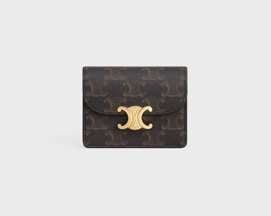 Business Card Holder Triomphe in Triomphe Canvas and Lambskin