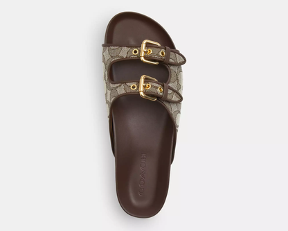 Two Band Buckle Sandal In Signature Jacquard