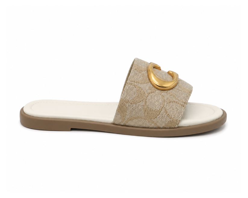 C Slide Sandal in Signature Jacquard